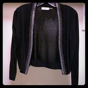 Cropped Cardigan w/ Rhinestone trim